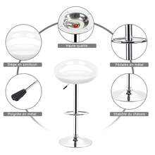 2er Set Barhocker ABS Barstuhl 81-101cm Höhenverstellbar 360 ° Schwenkbar Tresenhocker mit Fußstütze für Bar Bistro - Weiss - Übersicht 5