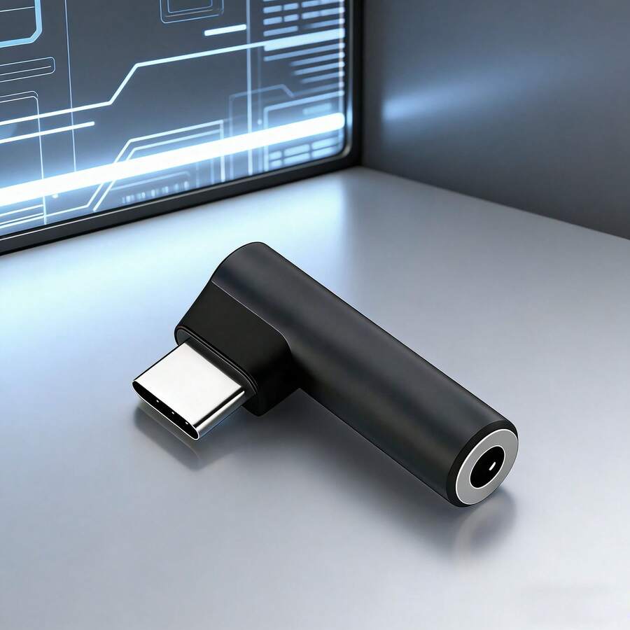 USB Type C To 3.5mm Headphone Adapter, 3.5mm Jack Headphone AUX Audio Adapter Cable, Compatible With IPhone/IPad Pro, - Black - View 1