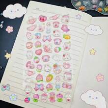 3D Cute Stickers, Reusable Cartoon Scene Stickers, Fun DIY Scrapbooking Planner Journal Notebook Laptop Phone Case Stickers, Adult Hollow Embossed Style