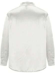 Men's Luxury Shiny Silk Like Satin Dress Blouse Shirt Long Sleeve Casual Slim Fit Muscle Button Up Shirts - trắng - Xem 3