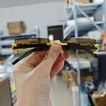 1pc Rimless Edge Eyeglasses, Fashionable Unisex Eyewear - Multicolor - View 7