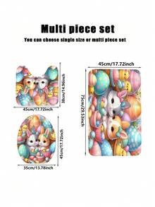 1pc/3pcs Spring Easter Colorful Eggs & Cartoon Rabbit Pattern Bathroom Mat, Machine Washable 1200g/㎡ Polyester Fiber Decorative Floor Mat, 10mm Thick, TPR Non-Slip Bottom, Soft & Absorbent, Foldable & Easy Care, Suitable For Bathroom, Shower, Toilet, Living Room, Entryway, Easter Home Decor, Multi-Scene Use, Easter Gift