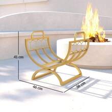 Firewood Rack For Indoor Use, 46 X 36 X 41 Cm, Log Holder For Fireplace Or Stove, Metal, Gold