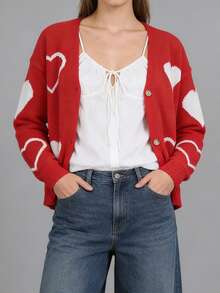 Women Cardigans - Red - View 5