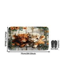 1pc/3pcs Spring Countryside Style Sunflower And Cow Pattern Bathroom Mat, Machine Washable 1200g/㎡ Polyester Fiber Decorative Floor Mat, 10mm Thick, TPR Anti-Slip Bottom, Soft & Absorbent, Foldable & Easy Care, Suitable For Bathroom, Shower, Toilet, Living Room, Entryway, Home Decor, Holiday Gift - Multicolor - View 10