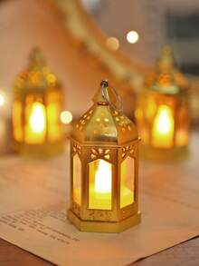 1/4/10pcs Mini Vintage Gold Lantern Shaped Decorative Lights, Battery Operated, Indoor Tabletop Decor Nightlight, Mini Candle Lantern, Suitable For Holidays, Parties, Religious Occasions, Home Decor, Christmas Tree Decor, Bedroom Decor - Yellow - View 8