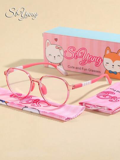  משקפיים עגולים קלים משקל לילדים של מותג SIYANG, ללא מרשם, משקפיים דקורטיביים רב-תכליתיים לבנים ולבנות, משקפיים למסלול אופנה ולצילומי רטרו, מגיעים עם נרתיק משקפיים ומטלית ניקוי באריזה מהודרת