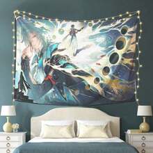 HonkaiStarRail Anaxa Tapestry Large Polyester Decorative Canvas Suitable Living Room Bedroom Office Party Live Background With Hanging Clips - 1PC - 查看 2