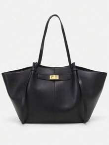 Fashionable Large Capacity Trapezoid Design Luxury PU Leather Women's Shoulder Bag, Designer Chic Lock Closure Handbag, High-Quality Underarm Bag - Multicolor - View 9