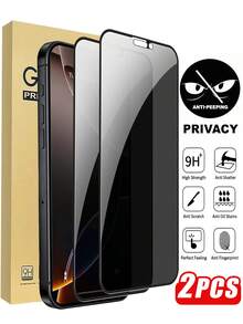 2pcs Tempered Glass Privacy Screen Protector For IPhone 16 Pro Max 6.9 Inch, Compatible With Apple 17 PRO MAX 17 17 PRO 17 AIR 16 16 PRO 16 PLUS 15 PRO MAX 15 PRO 15 14 PRO MAX 14 14 PLUS 13 12 11, Privacy Anti-Peeping, 9H+ Tempered Glass [10X Military Grade Protection], Bubble-Free, Compatible With Phone Cases, Valentine's Day Gift - Black - View 15