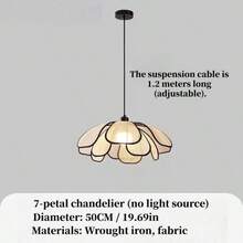 1个30厘米/50厘米新款中国侘寂禅意花瓣灯罩，编织复古吊灯灯罩，由11片花瓣组成，E26/E27灯座，适用于餐厅、客厅、卧室、书房、走廊等场所，可用作装饰吊灯或节日装饰灯。仅含灯罩，不含光源。 - 彩色 - 查看 6