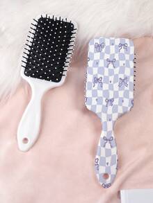 1pc Y2K Kawaii Series Air Cushion Comb, Featuring Unique Bow, Leopard Print, Star, Floral, Cloud, Cherry Motifs In Aesthetic, Straight Hair Brush Made Of Durable PC+TPU Material - Multicolor - View 7