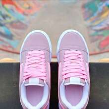 Tenis casual feminino masculino KNU Premium Old sola reta skatista Casual Camurça Escola Férias Academia e fitness Ar livre Universitário Desportivo Roupas Rua Casamento Festa Escritório Skate  Desportivo    Amarrar    Casa - Cinza e Rosa - Visão 2