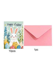 Bộ 10 thiệp chúc mừng Lễ Phục Sinh, nhiều hình dạng thỏ khác nhau, được thiết kế đẹp mắt, thích hợp làm thiệp mời dự tiệc, thiệp sinh nhật và quà tặng Lễ Phục Sinh (kèm phong bì). - Bộ - Xem 10