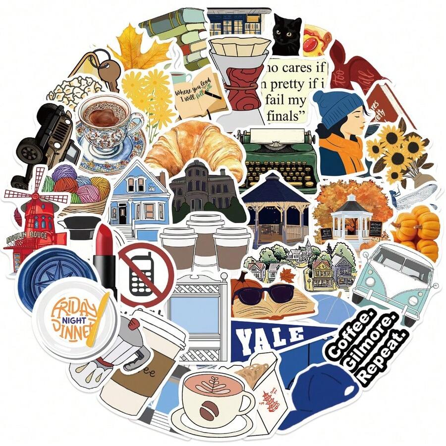 50 Peças Adesivos à Prova d'Água Grafite de Desenho Animado para Séries de TV Americanas, Motocicletas, Carros, Laptops, Computadores, Capas de Telefone, Malas, Garrafas de Água, Skates, Decorações de Capacete, Materiais de Contabilidade, Adesivos Decorativos de Arte para Presentes - Multicolorido - Visão 1