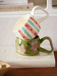 1pc 350ML Ins Aesthetic High Capacity Squeeze Drinking Mug, Suitable For Breakfast, Milk, Oatmeal, Tea, Office, Daily Water, Juice, Afternoon Tea, Coffee, Gifts For Friends, Boyfriend/Girlfriend, Family - 彩色 - 查看 5
