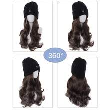 Women's Knitted Knitted Hat Wig - Curly Style (Ombre Misty Blue), Soft Synthetic Fiber Material, Cute Fox Embroidery Design, Suitable For Daily Wear, Casual Outings And Quick Styling In Winter - Multicolor - View 3