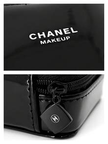 CHANEL 迷你化妆包，黑色漆皮，口红盒，粉饼盒，旅行收纳包，便携式，口红收纳盒，黑色漆皮，迷你盒，粉饼盒，耳机盒，旅行装 - 黑色 - 查看 6