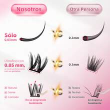 88 Piezas Set de Pinzas Para Pestañas Postizas Autoadhesivas,Las Adhesivas no Requieren Pegamento ni Desmaquillante,Solo Hay que Presionarlas, es Sencillo y Rápido, en un Solo Paso,Tiras Adhesivas Invisibles Reutilizables Extensiones de Pestañas Autoadherible(Rubí) - Rubí - Ver 4