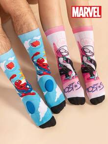 Marvel Bộ 2/1 đôi tất siêu anh hùng Spider-Man & Gwen thoải mái - Tất mềm mại, thoáng khí, dài đến bắp chân, co giãn, thấm hút mồ hôi, thời trang - Thích hợp làm quà tặng, dự tiệc, mặc thường ngày. - Nhiều màu - Xem 6
