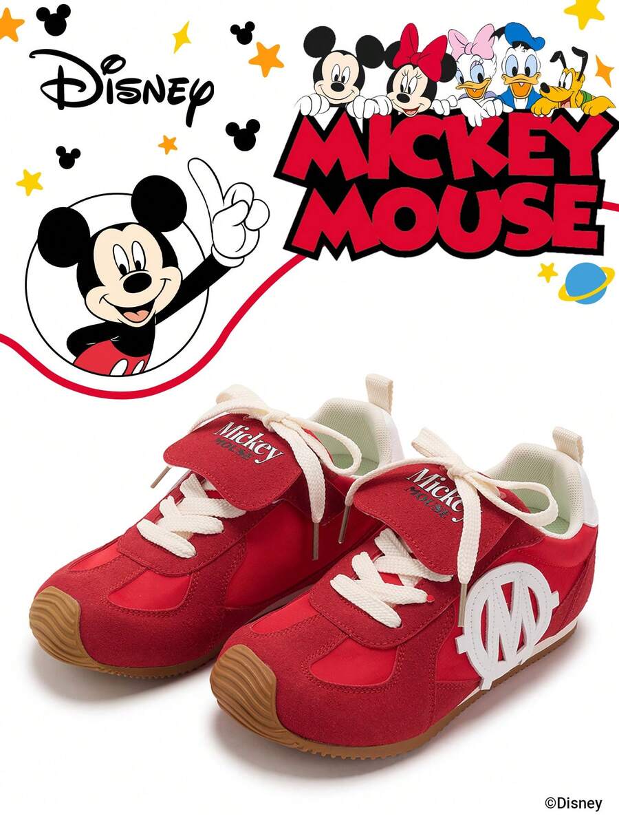 Disney 1 Pair Official Collaboration  Children's Sports Shoes, Suitable For Daily, Holiday, Sports And Outdoor Activities. Comfortable, Fit Foot Shape, Non-Slip, Breathable. (Boys' Sports Shoes, Boys' Sneakers, Children's Sports Shoes, Girls' Sports Shoes, Girls' Sneakers) - Red - View 1