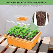 5/10pcs Seed Starter Tray Kit With Lids, Adjustable Humidity Vents, Transparent Tray And Raised Dome Cover, Suitable For Greenhouse And Garden, Mini Propagation Plant Growing Greenhouse Kit With Humidity Dome And Seed Germination Base - Multicolor - View 4