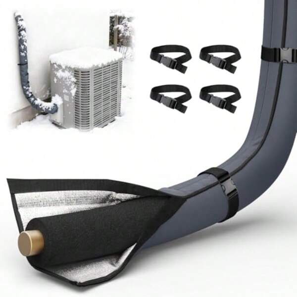 3 Layers HVAC Copper Pipe Insulation Cover72"X10.2" Weatherproof 600D Oxford AC Pipe For Outside Grey Flexible Copper Line Insulation Sleeve For Central Air Conditioning Mini Splits.Pipe Insulation