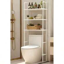 Over Toilet Storage Rack - 3-Tier Stainless Steel Bathroom Organizer With Adjustable Shelves, Waterproof Space-Saving Rack For Toilet Paper, Towels, Toiletries (No Drill Installation) - 白色 - 查看 2