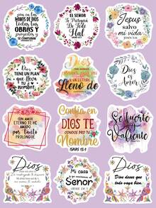 50pcs Spanish Inspirational Phrase Stickers For Notebook, Laptop, Cup, Phone Case, Decor - Multicolor - View 6