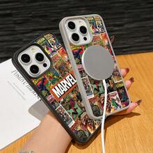 Marvel Patterned Phone Case, Iron Man, , Hulk, Thor, Hawkeye, Black Widow, Thanos, Avengers. Compatible With IPhone 17 ProMax, 17Pro, 17Air, 16, 15, 14, 13, And 12 Pro Models, With Shockproof Protection. A Unique Gift For Marvel Fans, Friends, Birthdays, Holidays, And Special Occasions. Great Gift Option For Anyone Who Loves Superheroes. - 黑色 - 查看 5