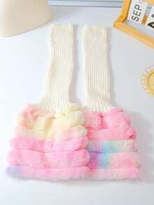 1 Pair Y2K Retro Faux Fur Fuzzy Leg Warmers, Candy Color Tie-Dye Warm Dance Subculture Gothic Style Leg Warmers - Multicolor - View 17