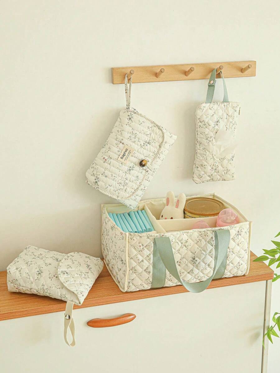 可折叠婴儿尿布更换垫，双面尿布垫，多功能缝线午睡垫，带挂绳 - 彩色 - 查看 1