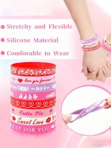 8pcs Valentine's Day Clapping Bracelets, Rubber Wristbands, Valentine's Party Favors, School Classroom Gift Fillers, Classroom Exchanges, Birthday Giveaways, Game Prizes, Party Supplies - Multicolor - View 3