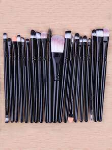 20-Piece Eye And Face Makeup Brush Set, Including Foundation, Eyeshadow, And Blush Brushes – A Complete Makeup Tool Set. - 黑色 - 查看 5