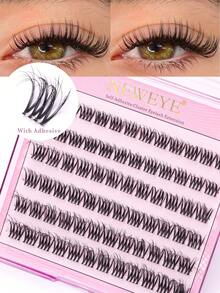 72Clusters Brown False Eyelash Clusters Pre Glued Lashes D Curl Thick Brown Individual Self Adhesive Eyelashes Lightweight & Elongated False Eyelash Clusters, Suitable For DIY At Home (10-14mm Mixed) Natural Lash Individual False Eyelashes Wear No Glue Needed Lash Makeup Tools - D - View 1