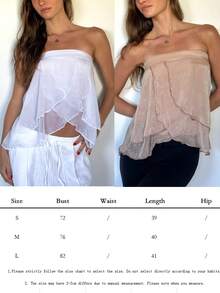 2026 Women's Tube Tops Floral Pattern Backless Top Layered Ruffle Strapless Bandeau Top Slim Fit Cropped Tube Tops - Khaki - View 2