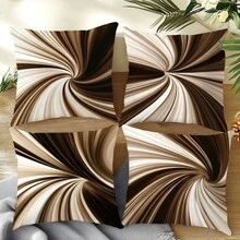 4pcs Minimalist Coffee Geometric Abstract Swirl Pattern Throw Pillow Covers, Single-Sided Printed Peach Velvet, 45*45CM/18*18inch Cushion Covers Suitable For Modern Minimalist Sofa Living Room Decor, Gifts, Party Decoration - Multicolor - View 10