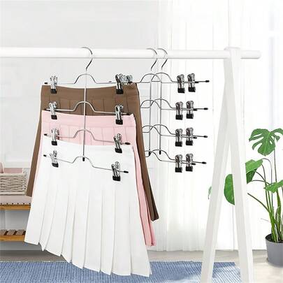 8-częściowy, wielowarstwowy, regulowany wieszak na ubrania z klipsami, ze stali nierdzewnej, składany wieszak na ubrania, oszczędzający miejsce, odpowiedni do spodni codziennych, bielizny, kamizelek, szortów, dżinsów i ręczników