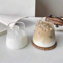 1pc Minimalist Latte Coffee Glass Cup, Milk Cup, Home Water Drinking Cup, Summer Cold Drink Cup - Clear - View 1