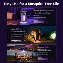 Solar Mosquito Killer Lamp, Electric Shock Mosquito Killer Lamp 2000mAh, Tabletop Or Wall-Mounted Nightlight, Solar/USB-C Dual Charging, Outdoor Garden, Camping, Household, Indoor Mosquito Killer Lamp, Removable And Cleanable - Multicolor - View 8