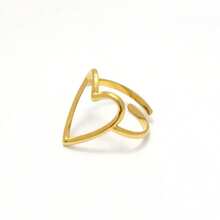 Frminee 1 pieza Anillo de acero inoxidable con baño de oro con forma de corazón, un elegante accesorio de mujer para bodas y fiestas, un anillo de declaración, un anillo de compromiso. - Dorado - Ver 7