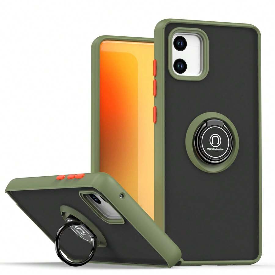 Qi Ying + Adsorption + Bracket Series Skin-Friendly Phone Case Restoring Naked Phone Feel. Car Magnetic Adsorption + Hidden Bracket Craftsmanship Anti-Drop Phone Case, Compatible With Iphone 17/16/13/14/15 ProMax, S26/25/24+, UA04/A05/A14/A15/A24/A25/A34/A54S, OPPO, VIVO, Redmi Note 11/12/13C+, Whole Set Of Phone Cases Suitable For VIVO NK X100/VIVO NK400 - Olive Green - View 1