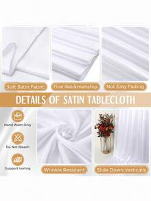 12 Stücke Satin Tischdecken, 145 cm x 259 cm Satin Tischdecken, rechteckige Tischdecken in leuchtenden Farben, glatte Stofftischdecken, geeignet für Hochzeitsbankett, Geburtstag, Outdoor-Party, Hochzeitsfeier Outdoor, Hochzeitszeremonie - Verschiedenfarbig - Übersicht 5