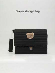 1pc Cute Bear Ins Style Mommy Bag, Portable Diaper Bag, Travel Toiletry Bag, Multifunctional Storage Bag For Moms - Multicolor - View 1