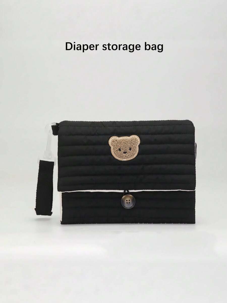 1pc Cute Bear Ins Style Mommy Bag, Portable Diaper Bag, Travel Toiletry Bag, Multifunctional Storage Bag For Moms - Multicolor - View 1