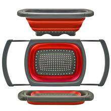 Colander Collapsible Over The Sink Veggies/Fruit 6-Quart Strainers And Colanders With Extendable Handles Folding Strainer For Kitchen - Đỏ - Xem 1