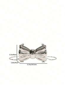 Metal Zinc Alloy Heart-Shaped Mini Evening Bag, Women's Personalized Fashion Chain Lipstick Bag, Suitable For Valentine's Day, Party, Date Use As Shoulder Crossbody Bag, Coin Purse ,Wedding - 銀色 - 查看 3