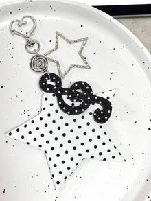 1pc Original Star & Music Note Polka Dot Keychain, Y2K Cute Kawaii Subculture Bag Charm Accessory