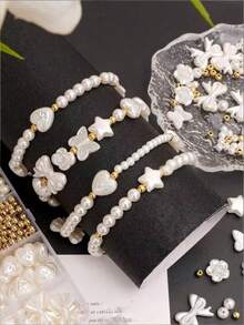 800件DIY饰品材料套装，包含珠子、珍珠、手链、珠宝制作材料全套