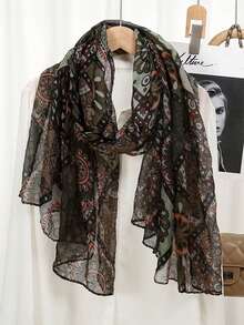 1pc New Fashionable Versatile Elegant Lightweight Printed Satin Scarf, Suitable For Spring And Autumn - Retro Windproof Headscarf, Hair Wrap - Soft And Lightweight, Printed Beach Scarf, New Multifunctional Women Accessory - Multicolor - View 8